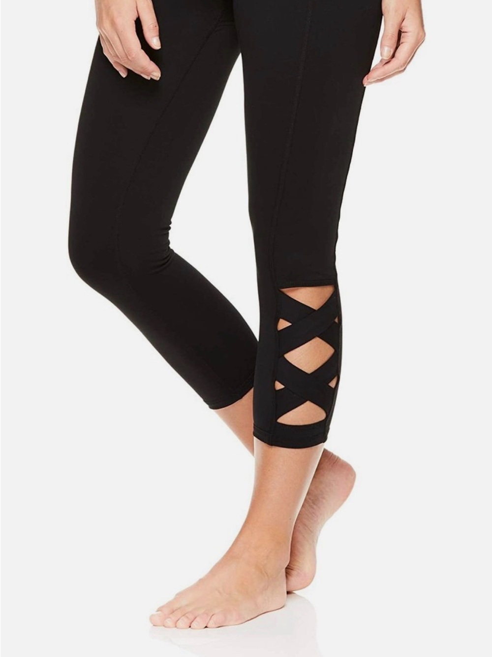 GAIAM Black Crisscross Capri Yoga Leggings